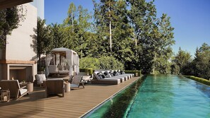 Indoor pool, outdoor pool, open 8:00 AM to 8:00 PM, free pool cabanas