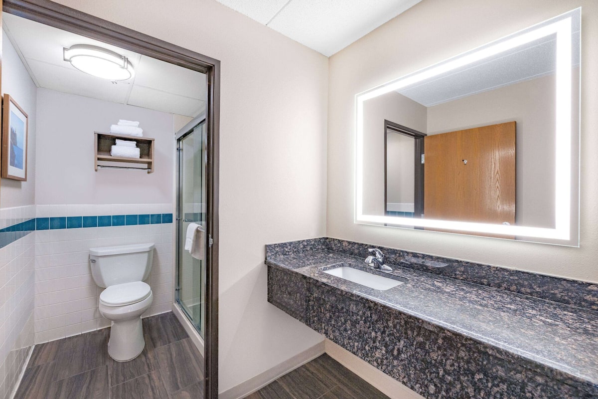 free toiletries, hair dryer, towels, soap