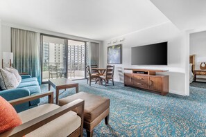Suite, 2 Bedrooms, Ocean View (Lagoon Tower) | Living area | 47-inch LCD TV with cable channels, TV, video-game console