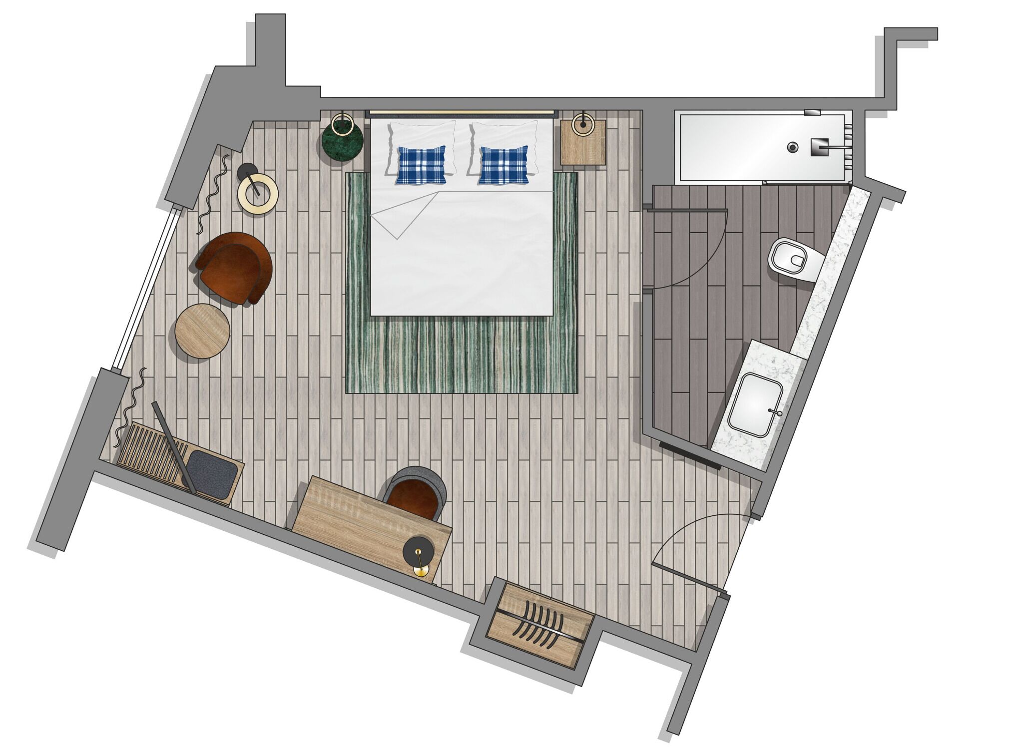 superior king room | floor plan