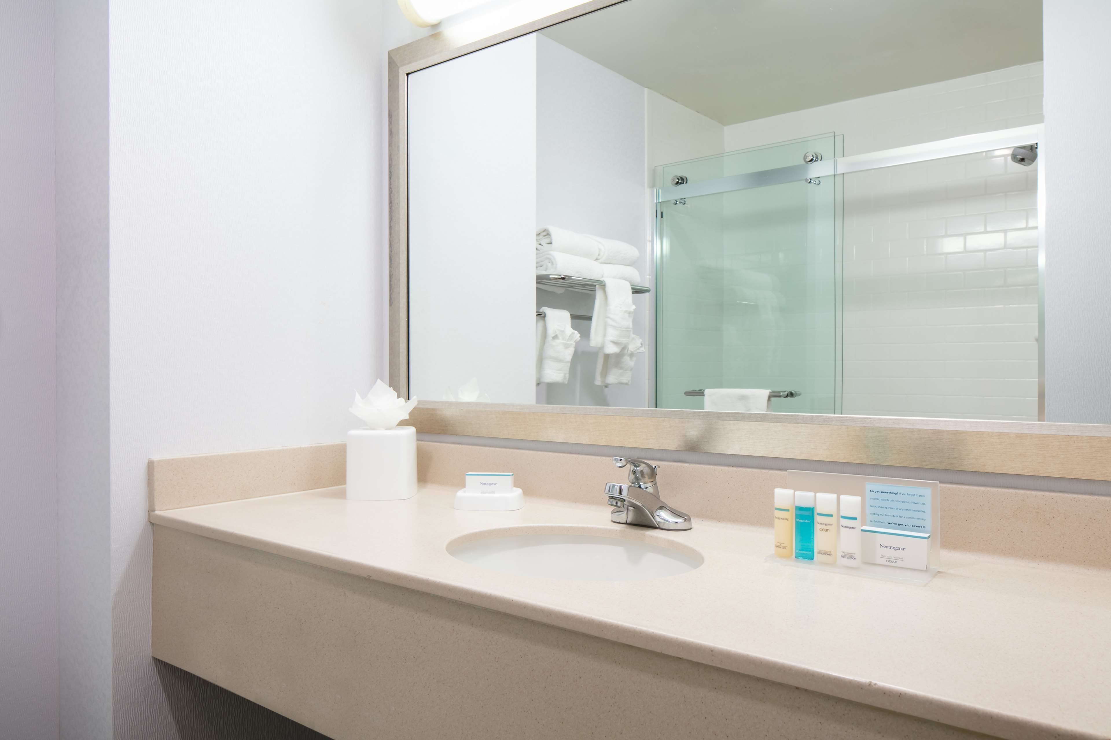 free toiletries, hair dryer, towels