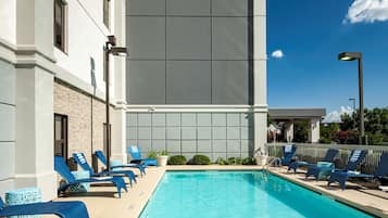 Outdoor pool, open 7:00 AM to 10 PM, sun loungers