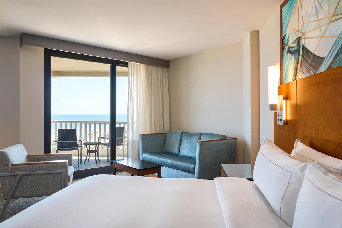 Room, 1 King Bed with Sofa bed, Oceanfront | Pillowtop beds, in-room safe, desk, blackout drapes