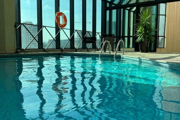 Indoor pool, sun loungers