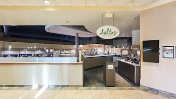 Breakfast, lunch and dinner served