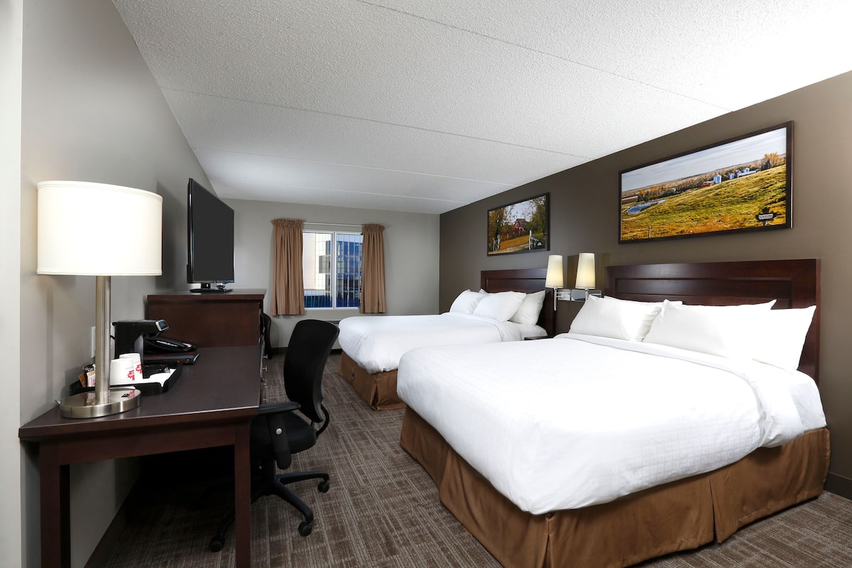 Standard Room, 2 Queen Beds | 1 bedroom, desk, laptop workspace, blackout drapes