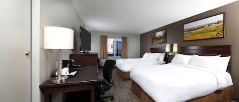 Standard Room, 2 Queen Beds | 1 bedroom, desk, laptop workspace, blackout drapes