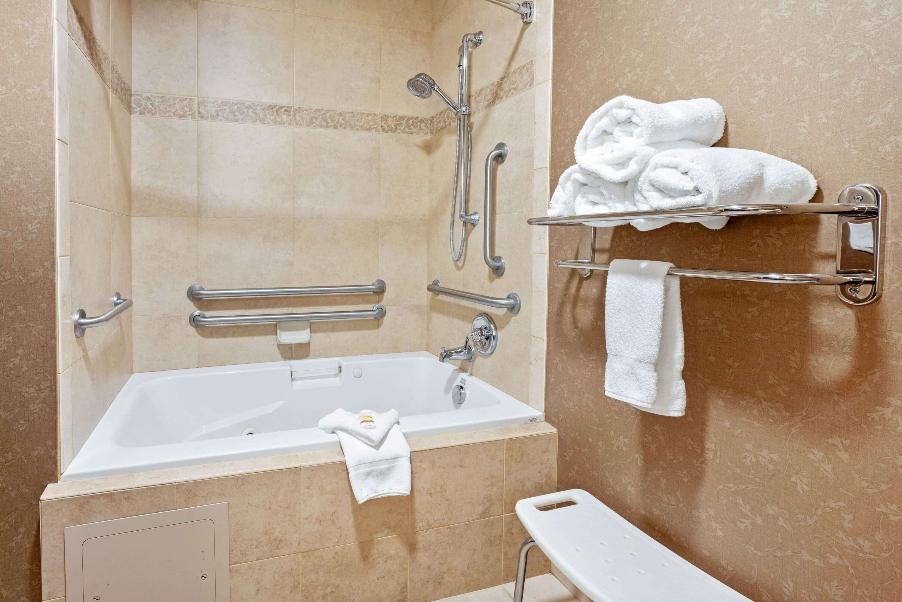 free toiletries, hair dryer, towels