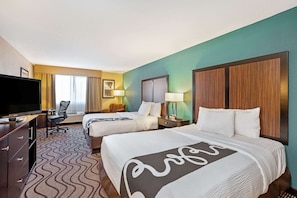Premium bedding, desk, blackout drapes, iron/ironing board