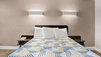 Desk, free WiFi, bed sheets