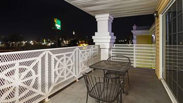 Pillowtop beds, desk, blackout drapes, iron/ironing board