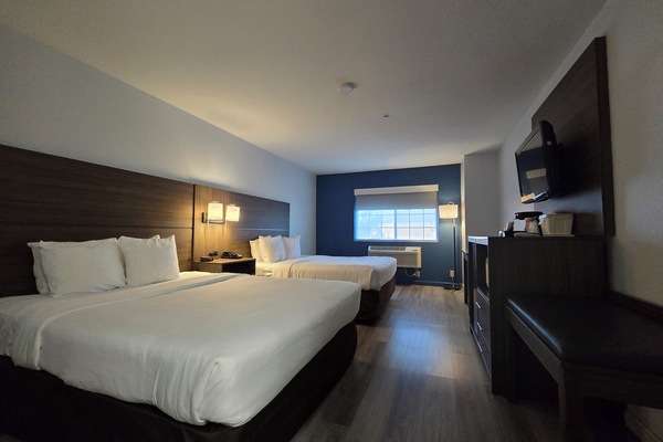 Standard Room, 2 Queen Beds, Non Smoking | Down comforters, pillowtop beds, desk, blackout drapes