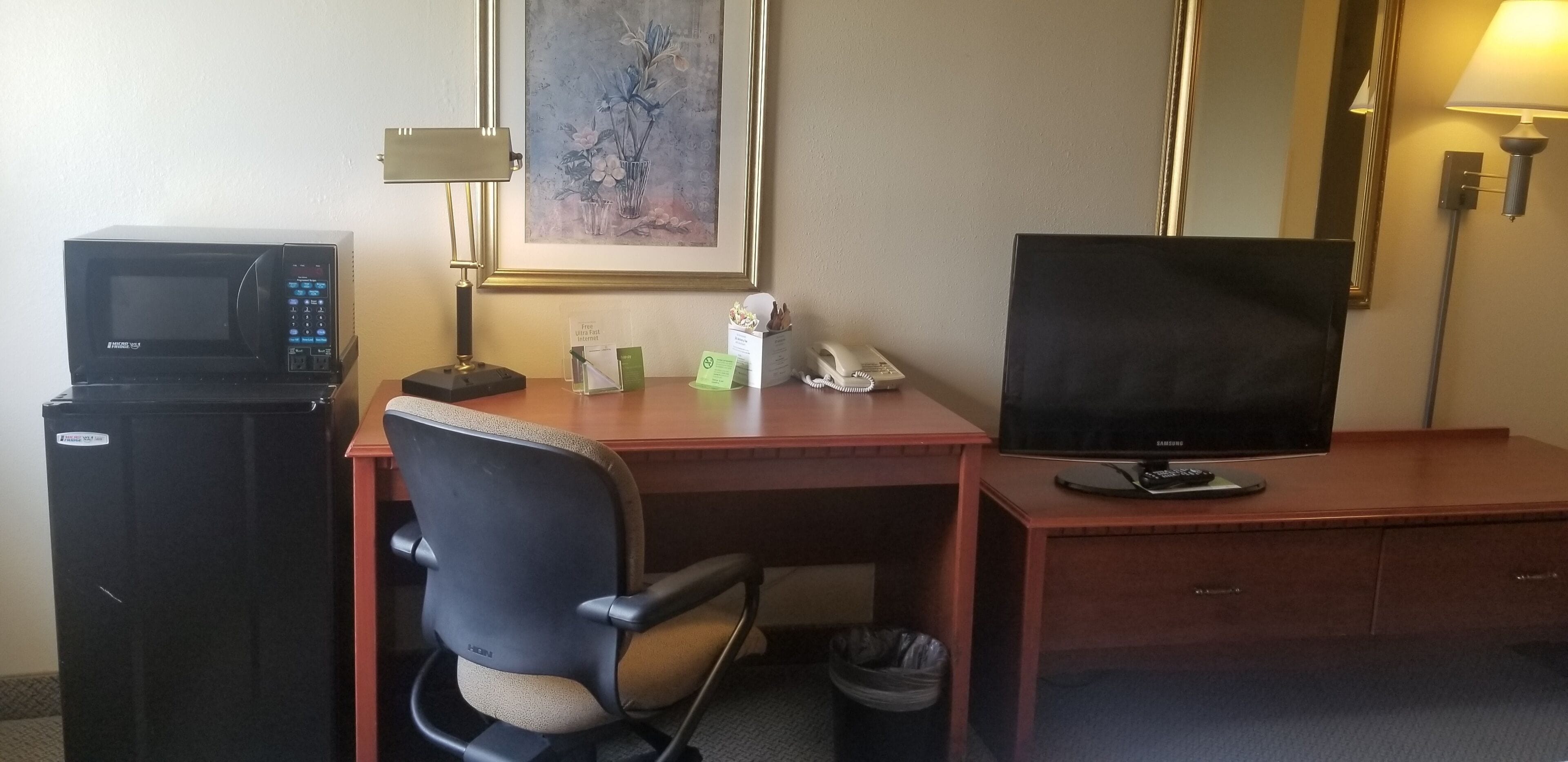 premium bedding, desk, iron/ironing board, free cots/infant beds