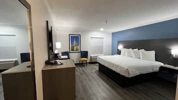 Standard Room, 1 King Bed, Accessible, Non Smoking (Refrigerator & Microwave ) | 1 bedroom, desk, laptop workspace, iron/ironing board