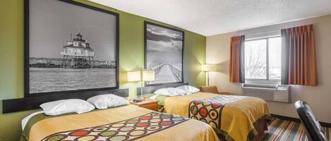 Double Room, 2 Double Beds | In-room safe, desk, laptop workspace, blackout curtains