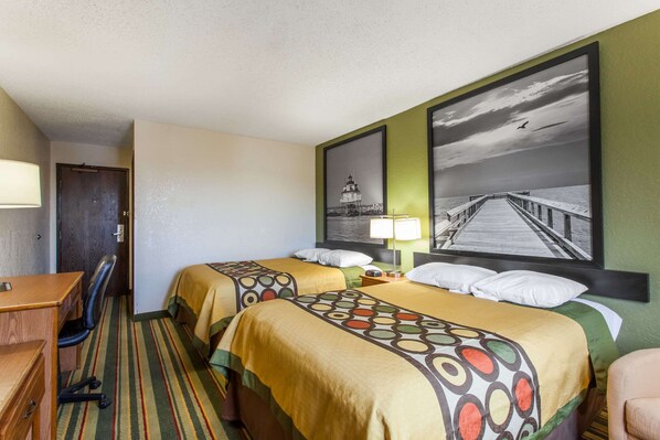 Double Room, 2 Double Beds | In-room safe, desk, laptop workspace, blackout curtains