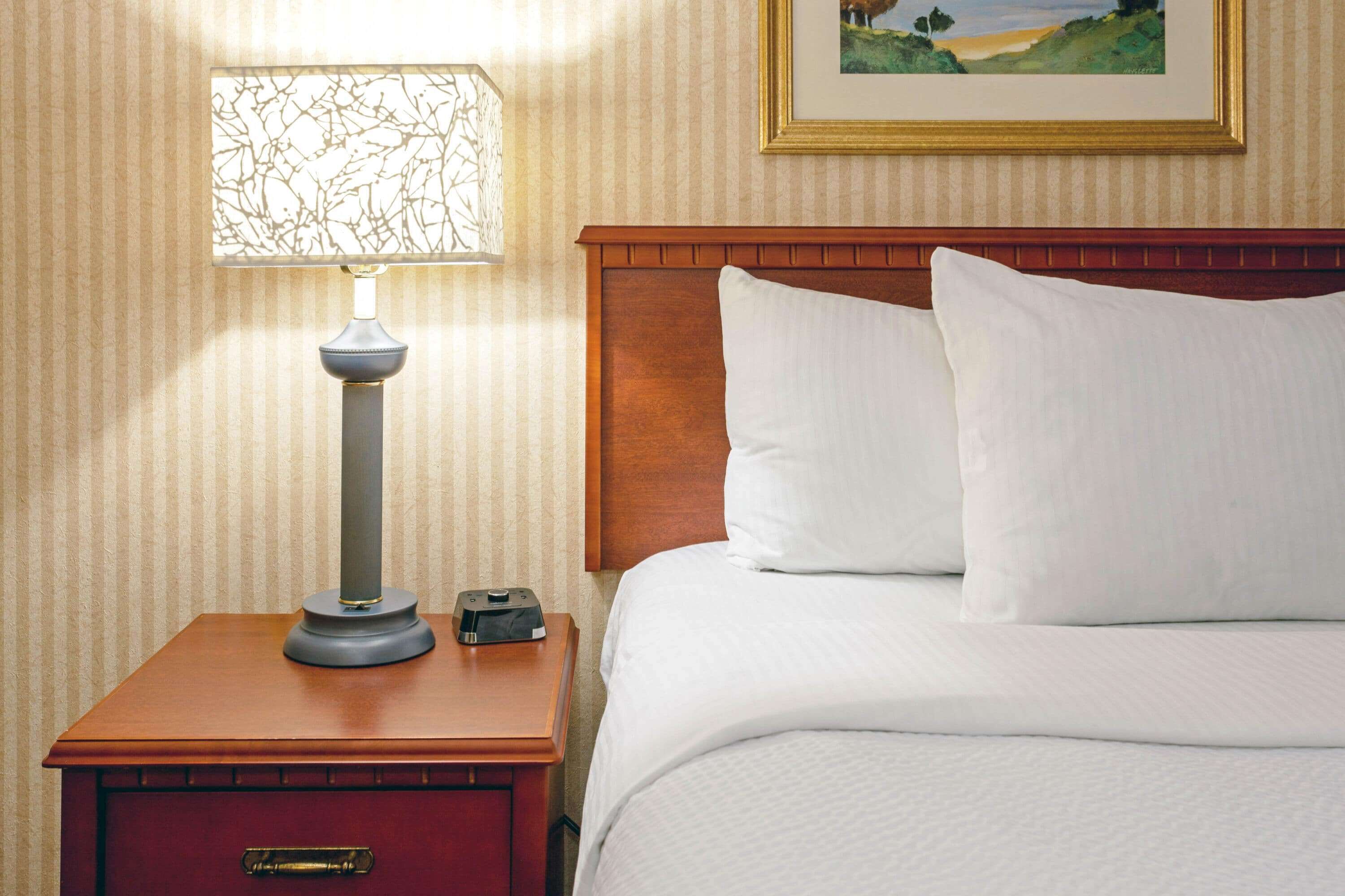 desk, laptop workspace, blackout curtains, iron/ironing board