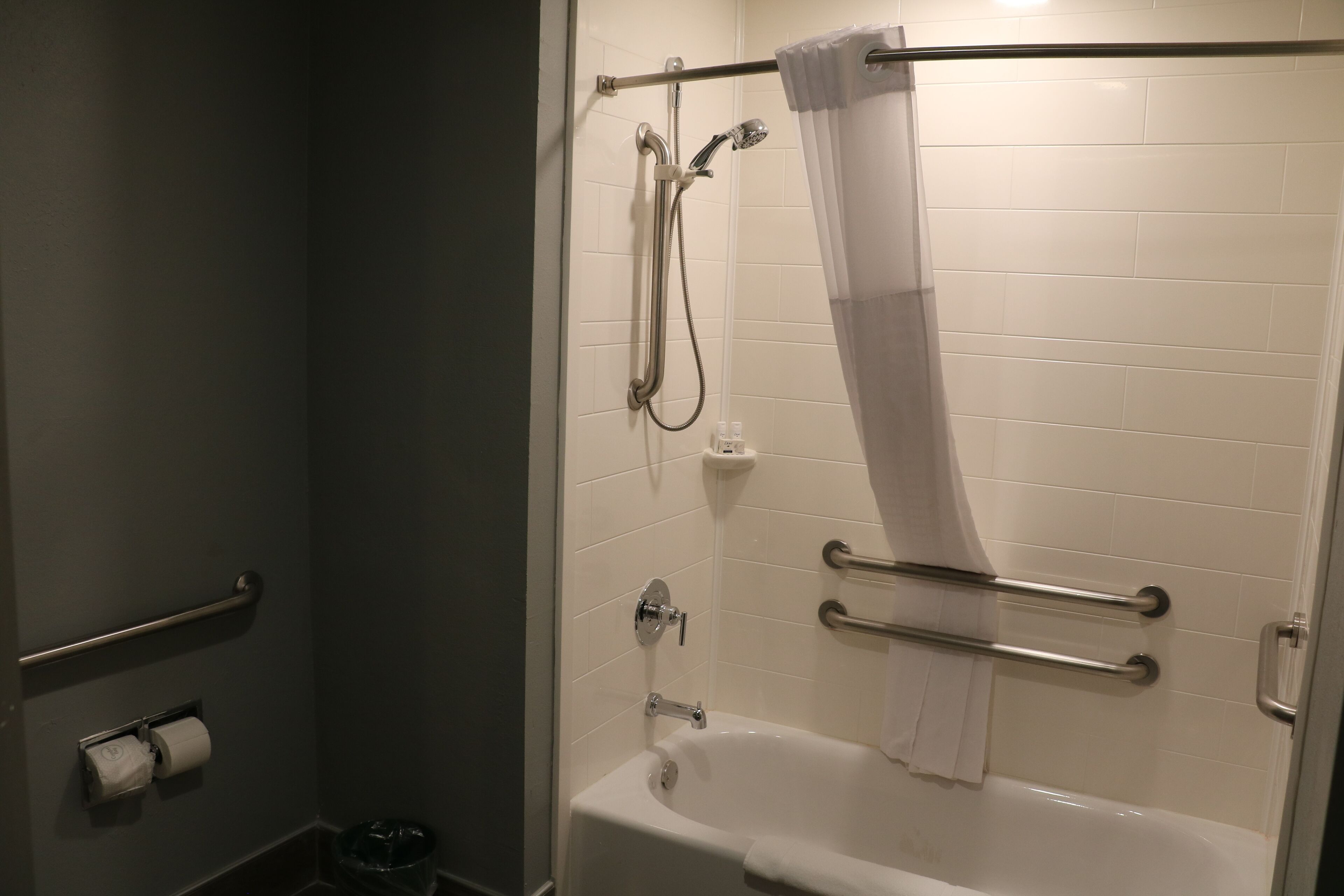 A bathroom with a bathtub, a shower, and a toilet.