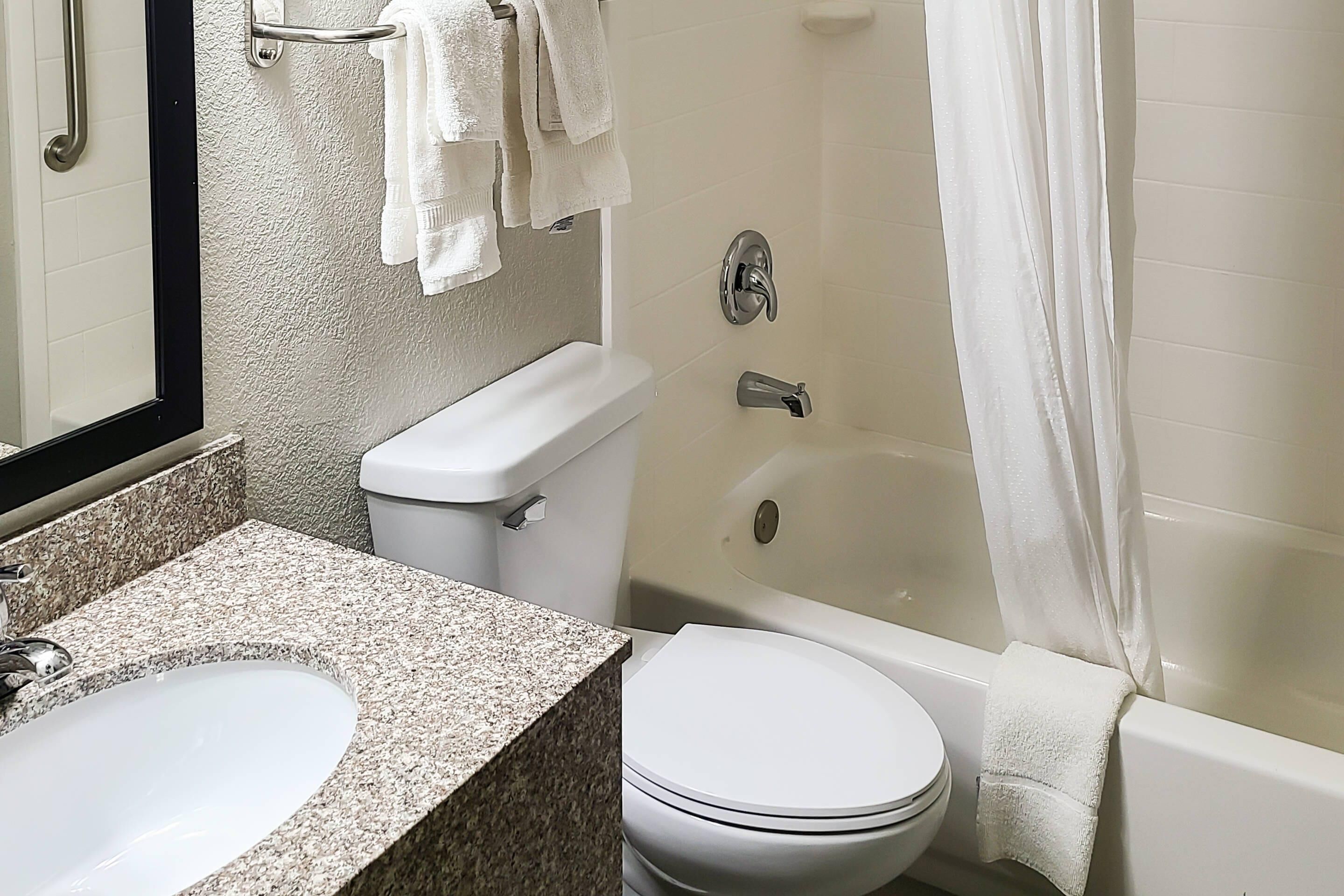 Une salle de bain avec un lavabo, des toilettes et une baignoire.