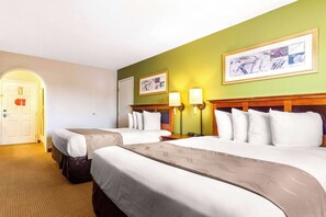 Standard Room, 2 Queen Beds, Non Smoking | In-room safe, desk, iron/ironing board, free cribs/infant beds
