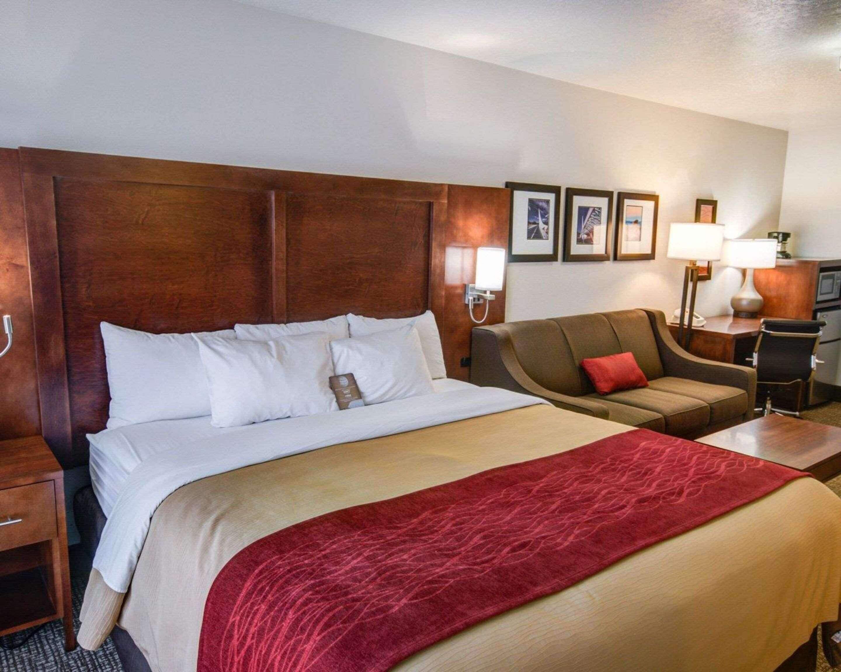 Premium bedding, pillow-top beds, desk, blackout curtains