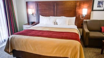 Premium bedding, pillowtop beds, desk, blackout drapes