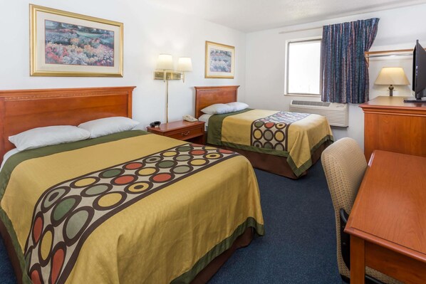 Double Room, 2 Double Beds | 1 bedroom, desk, free cribs/infant beds, free rollaway beds