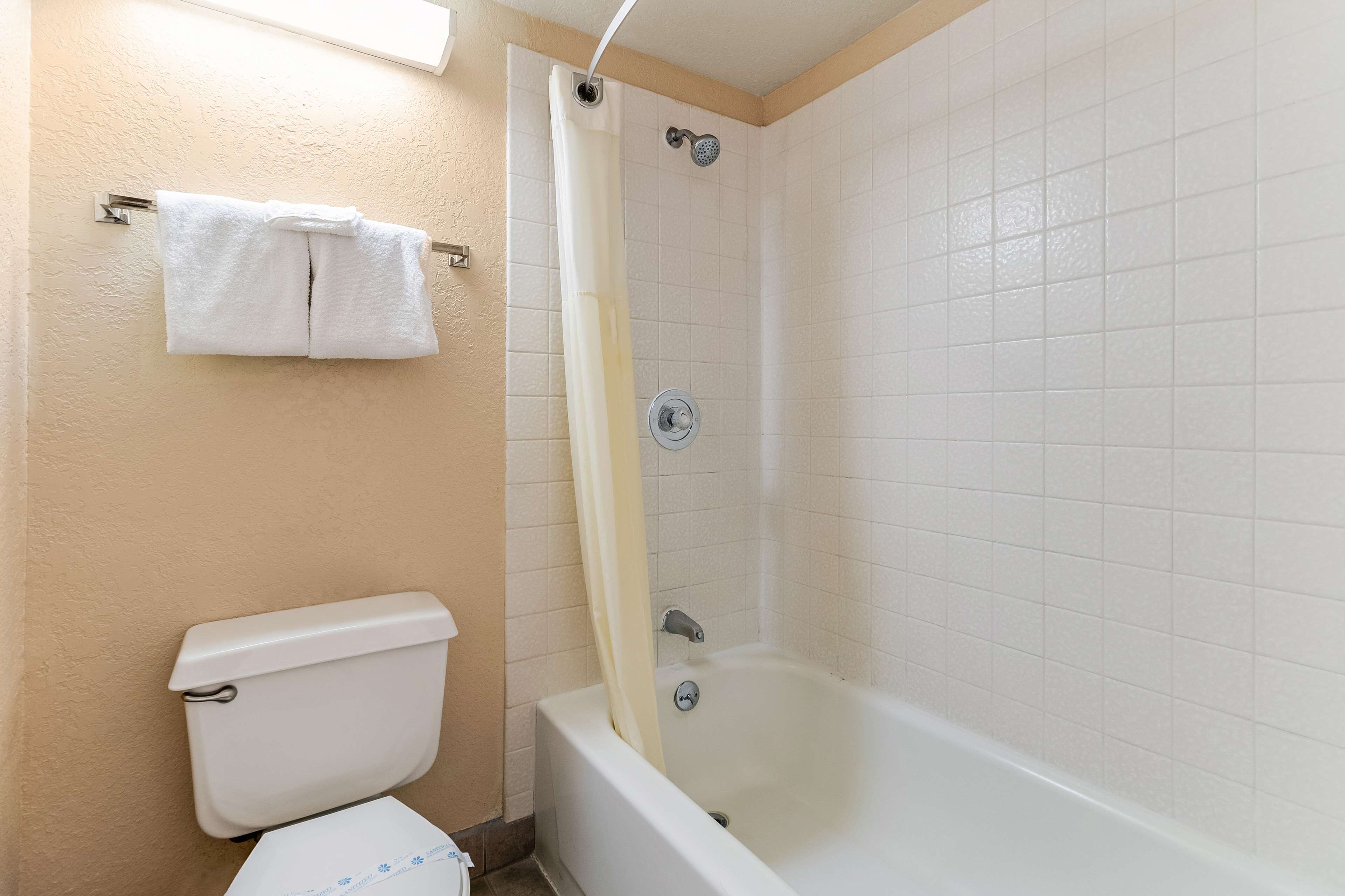 A bathroom with a toilet, a bathtub, and a shower.