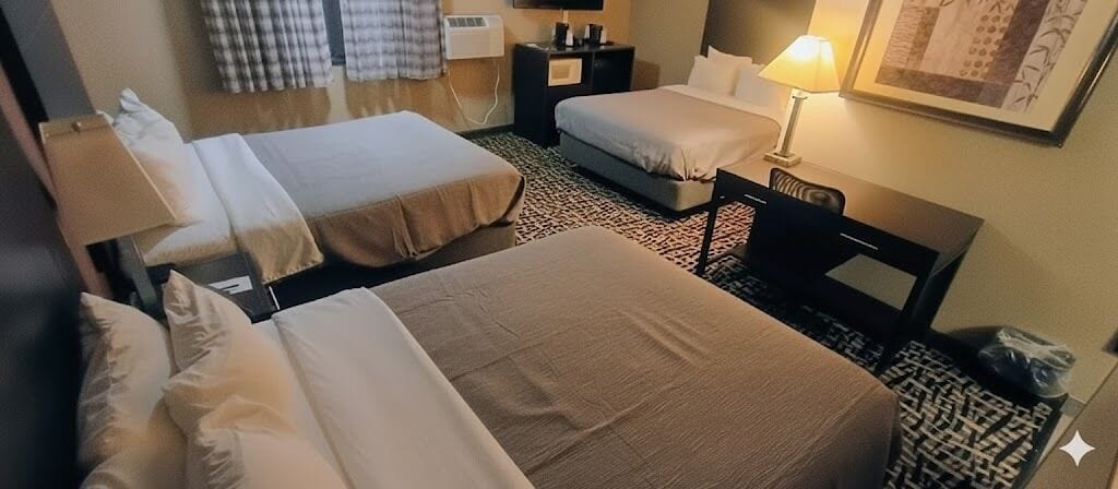 เครื่องนอนระดับพรีเมียม, ผ้านวมขนเป็ด, โต๊ะทำงาน, ผ้าม่านกันแสง