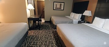 Premium bedding, down comforters, desk, blackout drapes