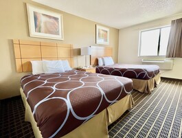 Hypo-allergenic bedding, desk, blackout drapes, iron/ironing board