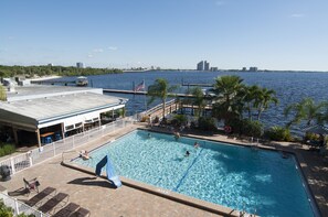 Outdoor pool, sun loungers