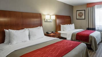 Pillowtop beds, blackout drapes, iron/ironing board, free WiFi