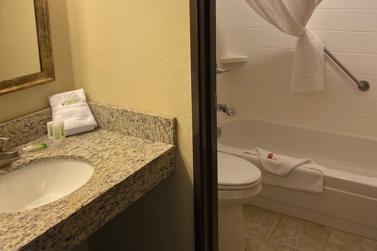 Free toiletries, hair dryer, towels