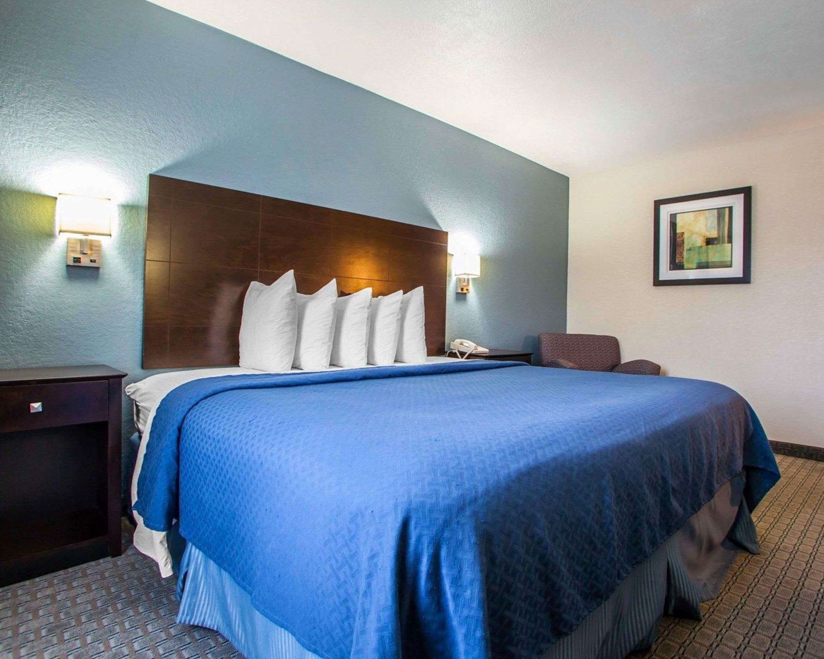 Premium bedding, desk, blackout curtains, iron/ironing board