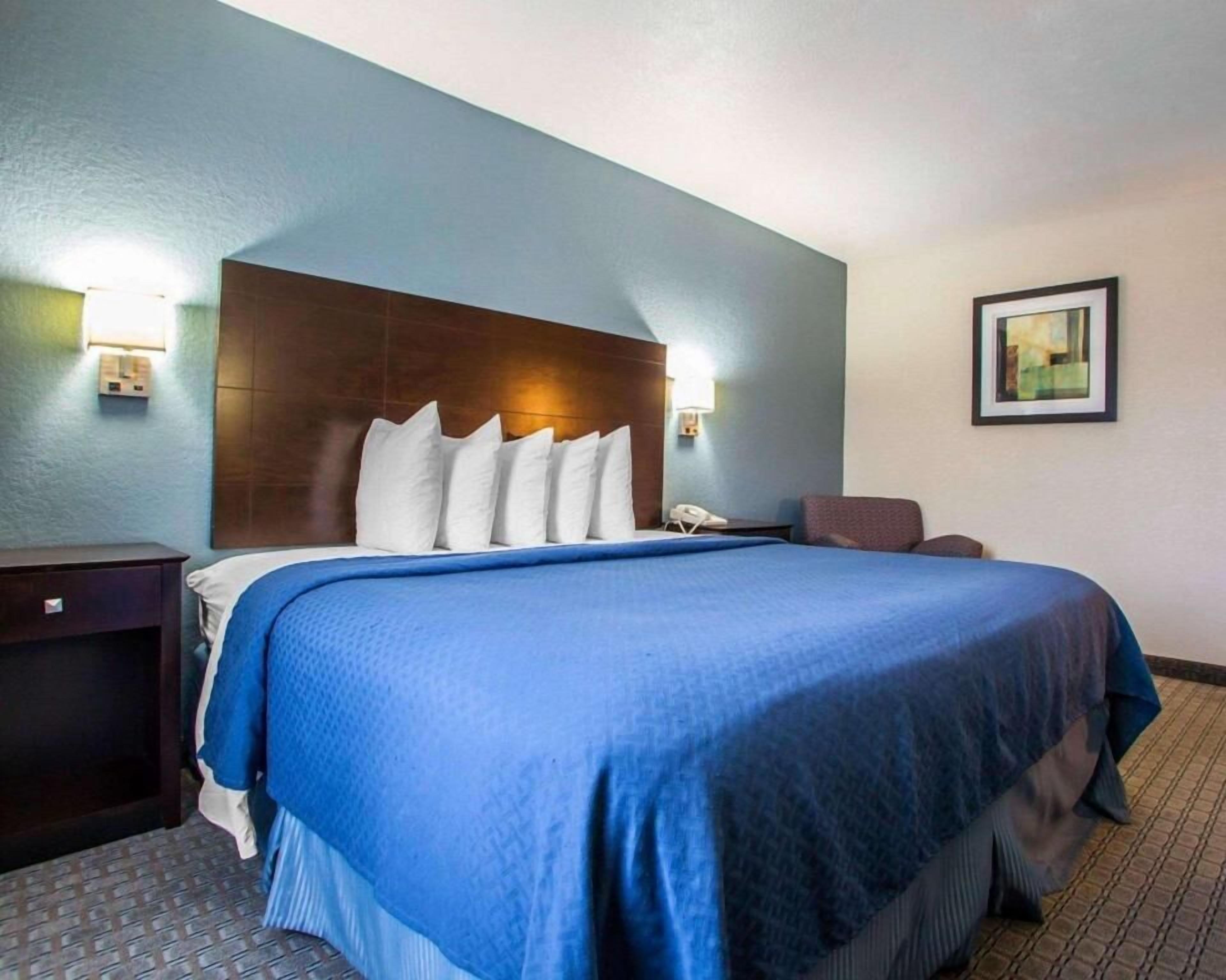Premium bedding, desk, blackout curtains, iron/ironing board