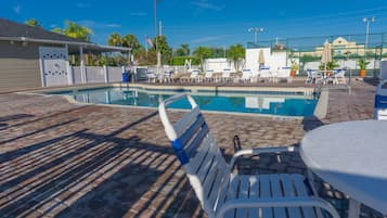 2 outdoor pools, open 7:00 AM to midnight, pool umbrellas, pool loungers