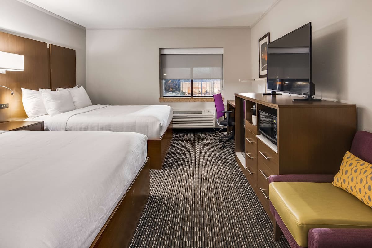 Standard Room, 2 Queen Beds, Non Smoking, Refrigerator & Microwave | Premium bedding, desk, laptop workspace, iron/ironing board