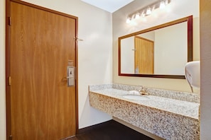 Standard Room, 2 Queen Beds | Bathroom | Combined shower/tub, rainfall showerhead, free toiletries, hair dryer - Super 8 by Wyndham Louisville Airport (Louisville)