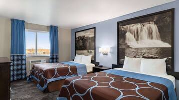 Room, 2 Queen Beds, Non Smoking | Desk, laptop workspace, blackout drapes, iron/ironing board