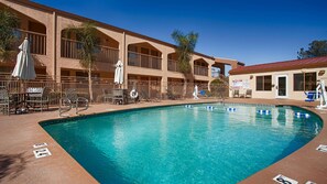 Outdoor pool, pool loungers