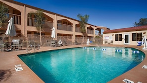 Outdoor pool, sun loungers