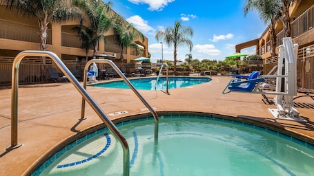 Outdoor pool, sun loungers