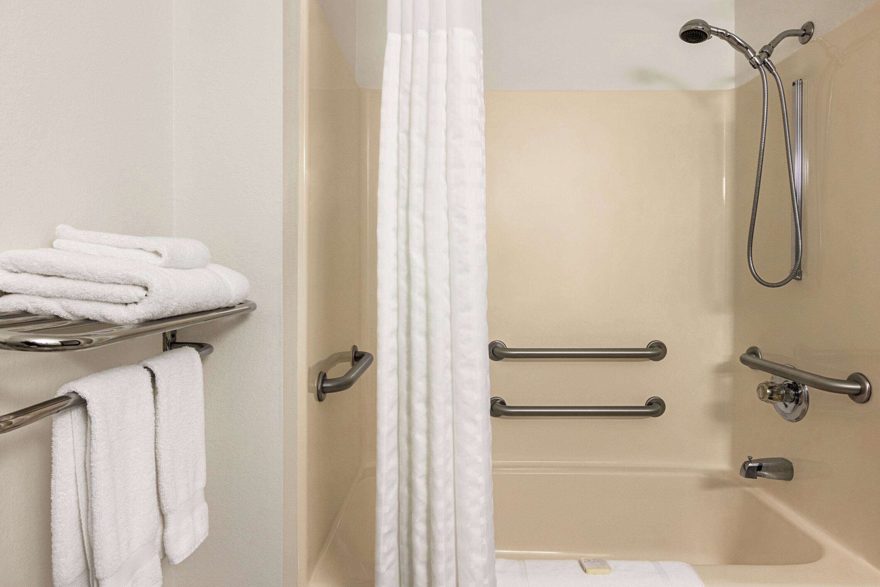 room, 1 queen bed, accessible, non smoking | bathroom | combined shower/bathtub, free toiletries, hair dryer, towels