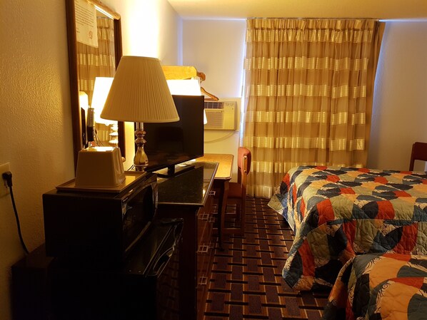Desk, blackout curtains, iron/ironing board, free WiFi