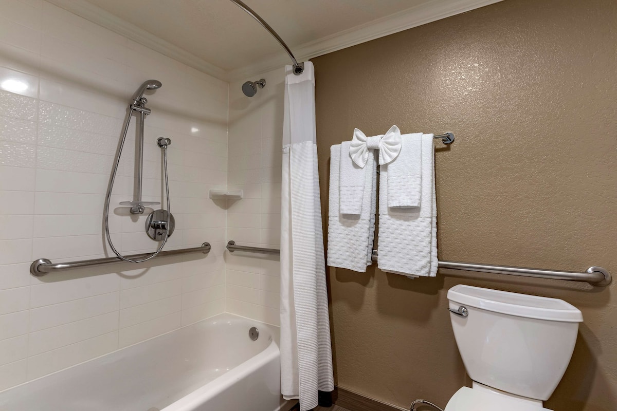 Standard Room, 1 King Bed, Accessible, Bathtub | Bathroom | Free toiletries, hair dryer, towels