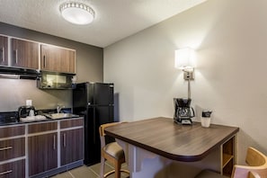 Fridge, microwave, coffee/tea maker