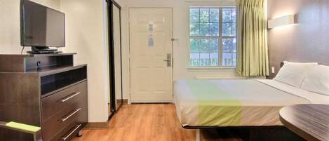 Iron/ironing board, bed sheets, alarm clocks