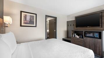 Desk, blackout curtains, soundproofing, iron/ironing board
