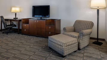 Desk, blackout drapes, iron/ironing board, rollaway beds